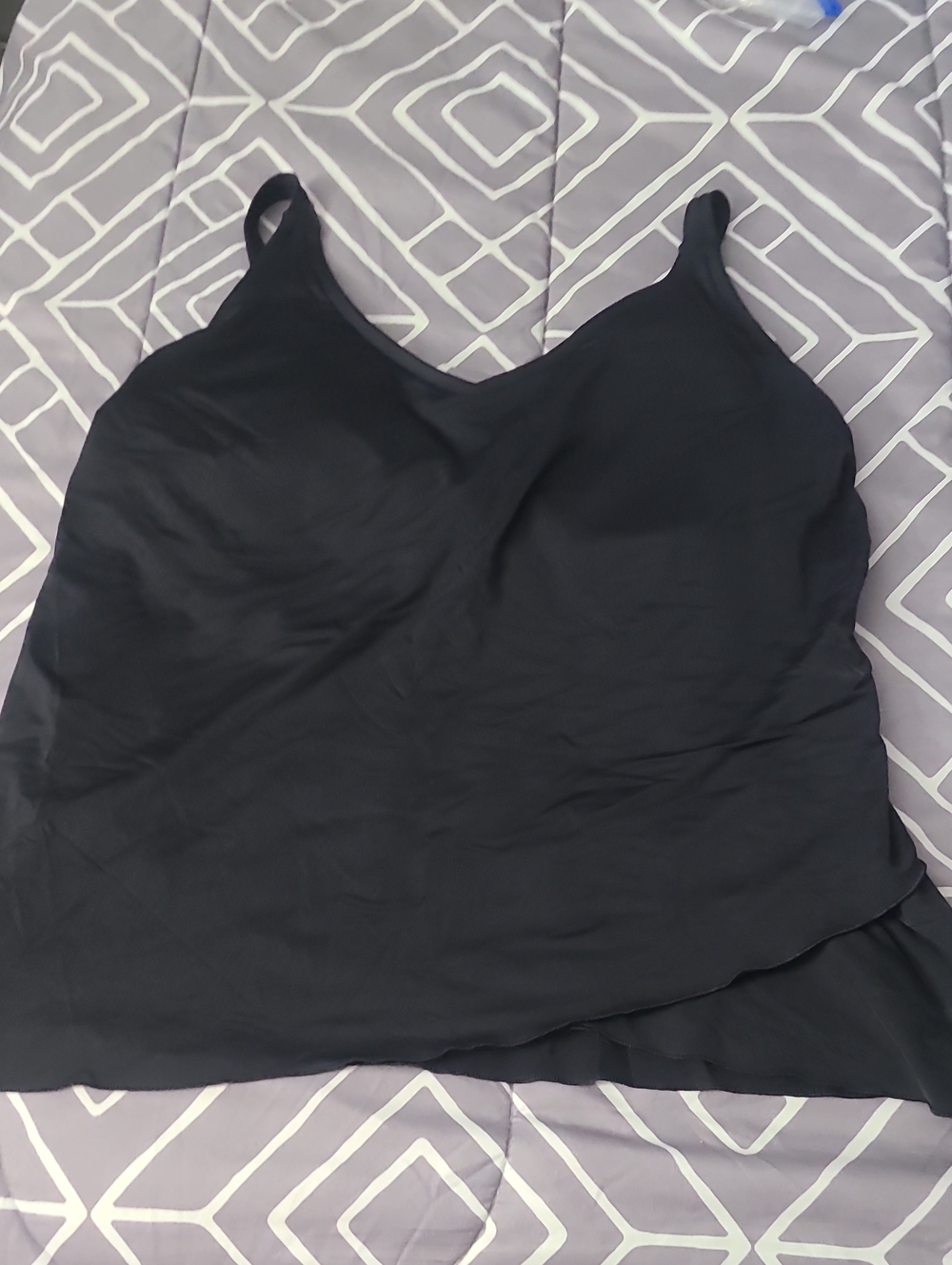 Lands' End Women's Black V-Neck Swim Top
